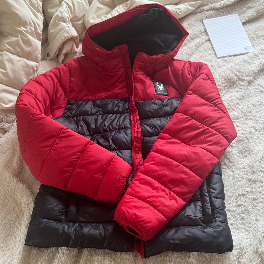 Spyder Red and Black Puffer Coat